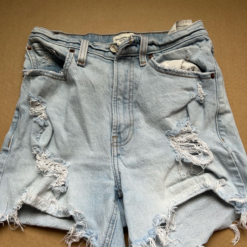 Abercrombie & Fitch Light Blue Ripped Jean Shorts